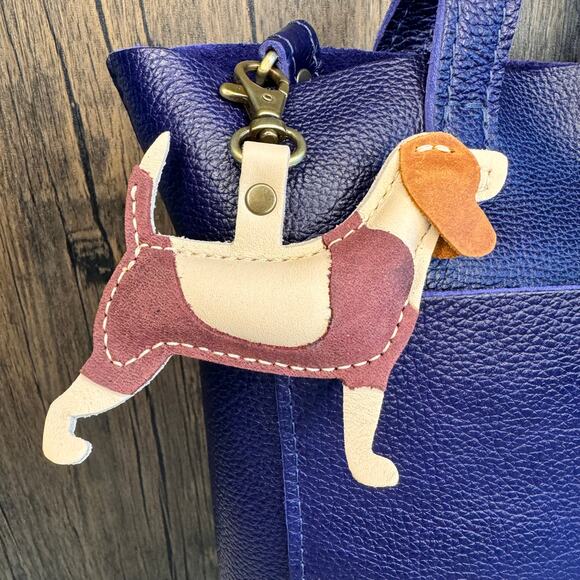 Portland Leather Dog Purse Charm FAST SHIP Portland Leather DAKOTA MERLOT KIRA - Picture 1 of 4
